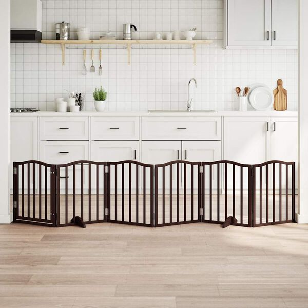 vidaXL Hundeport sammenleggbar 6 paneler brun eik 300 cm poppeltre