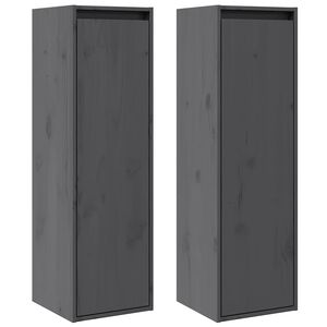vidaXL Veggskap 2 stk gr&aring; 30x30x100 cm heltre furu