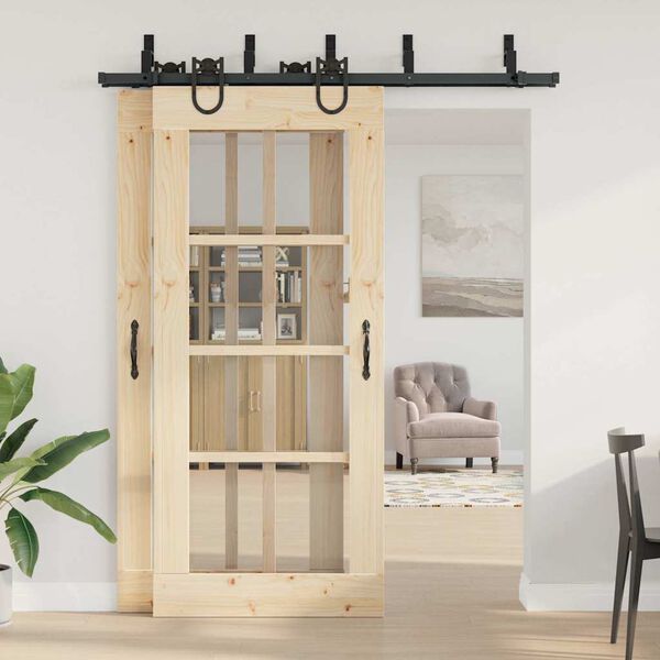 vidaXL Utstyr for skyvedør 183 cm stål svart