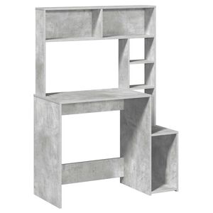 vidaXL Skrivebord med hyller betonggr&aring; 100x45x140 cm konstruert tre