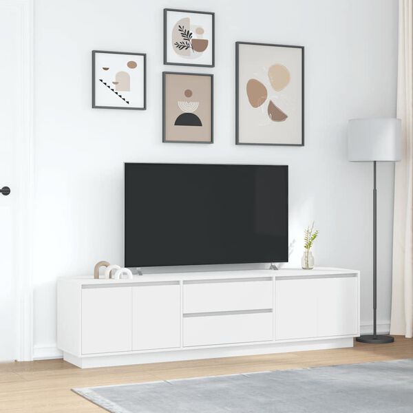 vidaXL TV-benk med LED-lys hvit 160,5x41x50 cm