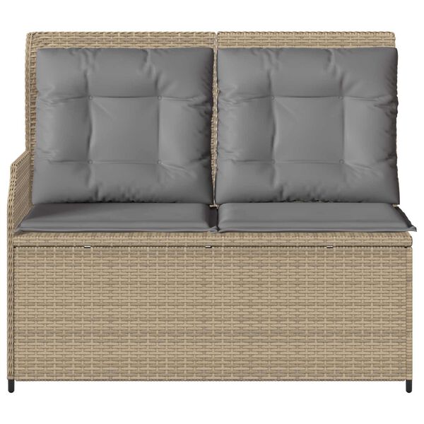 vidaXL Hagebenk med pute Beige Poly rattan