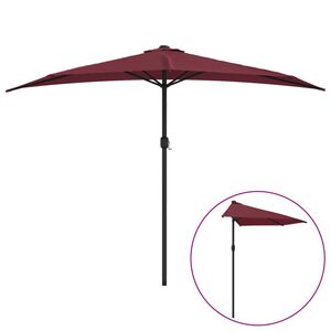 vidaXL Balkongparasoll med aluminiumsstang vinr&oslash;d 300x155x223 cm halv