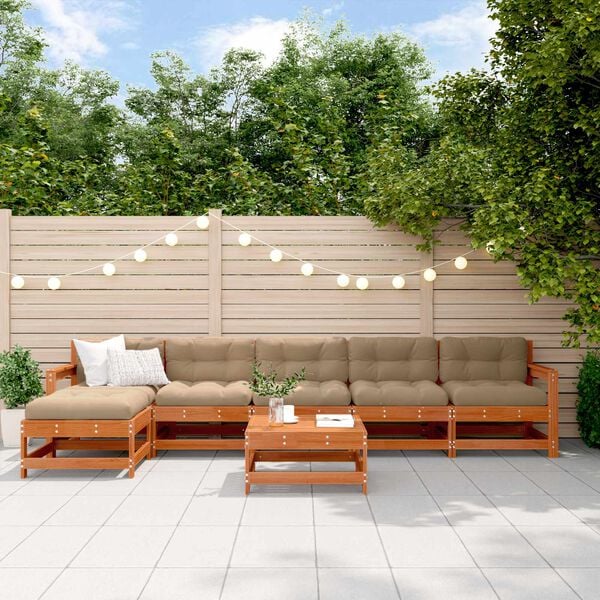 vidaXL Hage lounge sett 6 pcs VoksBrun Massiv furu