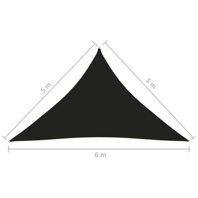 vidaXL Solseil oxfordstoff trekantet 5x5x6 m svart