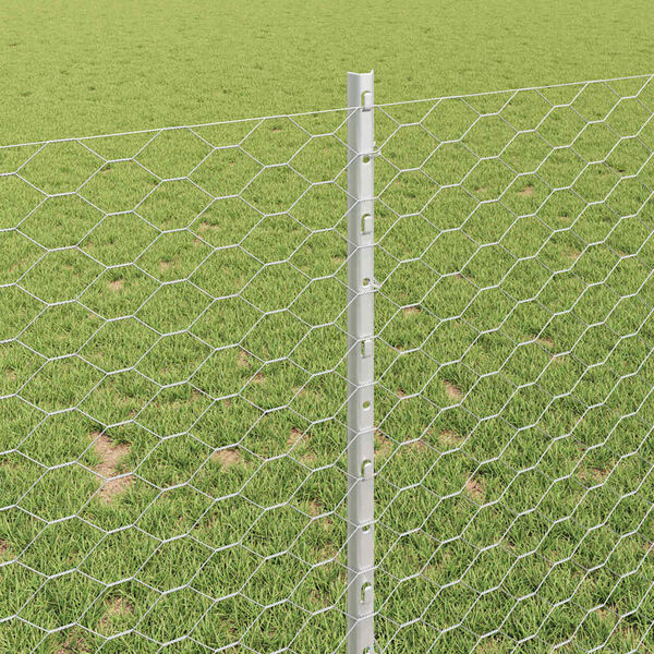 vidaXL Gjerde med stolpe s&oslash;lv 1 x 100 m St&aring;l