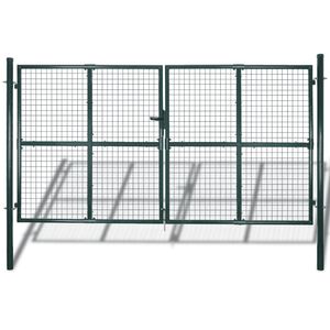 vidaXL Dobbeld&oslash;rsgjerdeport 300x150 cm pulverlakkert st&aring;l