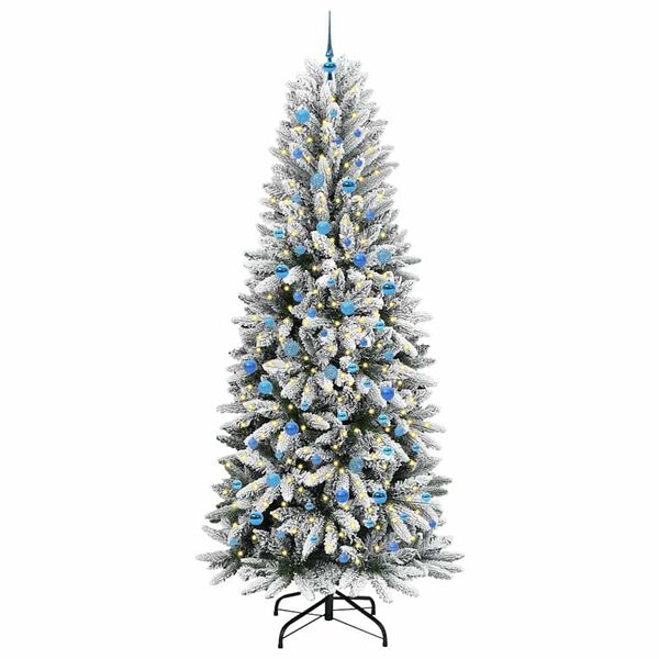 vidaXL Kunstig juletre med 300 LED Hvit 240 cm PVC, plast, st&aring;l og PE