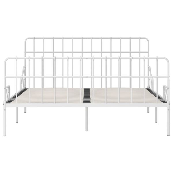 vidaXL Sengeramme med spilebase hvit metall 200x200 cm