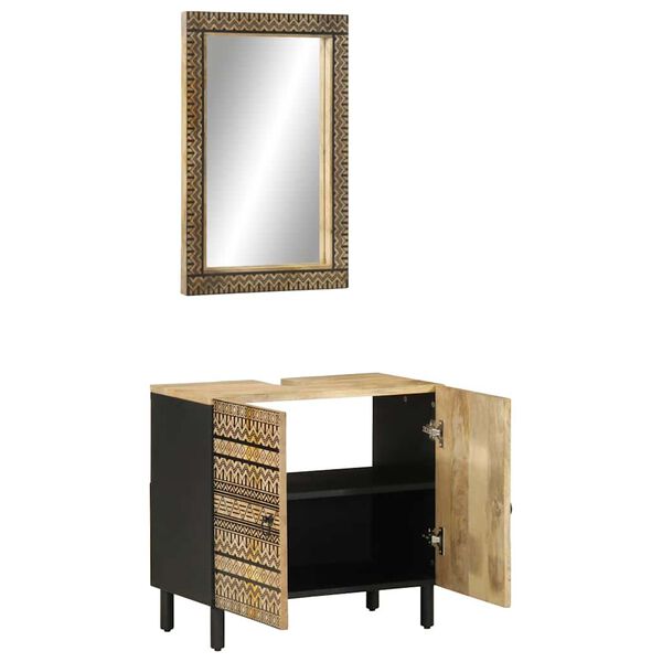 vidaXL Baderomsskapsett 2 deler heltre mango