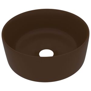 vidaXL Luksuri&oslash;s servant rund matt m&oslash;rkebrun 40x15 cm keramisk