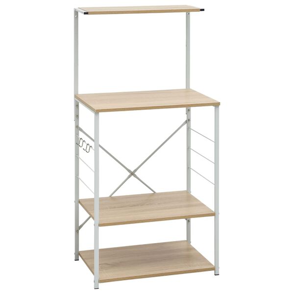 vidaXL Hylle til mikrob&oslash;lgeovn hvit eik 60x39,6x123 cm konstruert tre