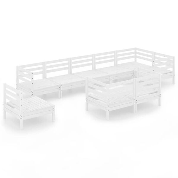vidaXL Hagesofagruppe 9 deler hvit heltre furu