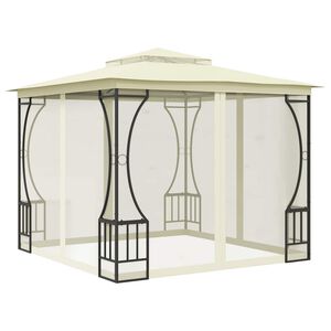 vidaXL Paviljong med nett 300x300x265 m kremhvit