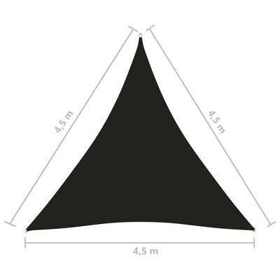 vidaXL Solseil oxfordstoff trekantet 4,5x4,5x4,5 m svart