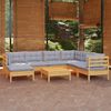 vidaXL Hagesofagruppe med gr&aring; puter 8 deler heltre furu