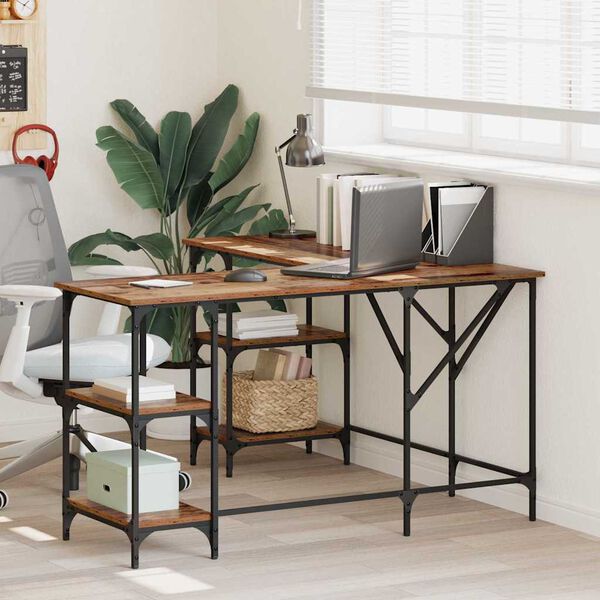 vidaXL Skrivebord Gamle tre 139 x 139 x 75 cm Konstruert tre