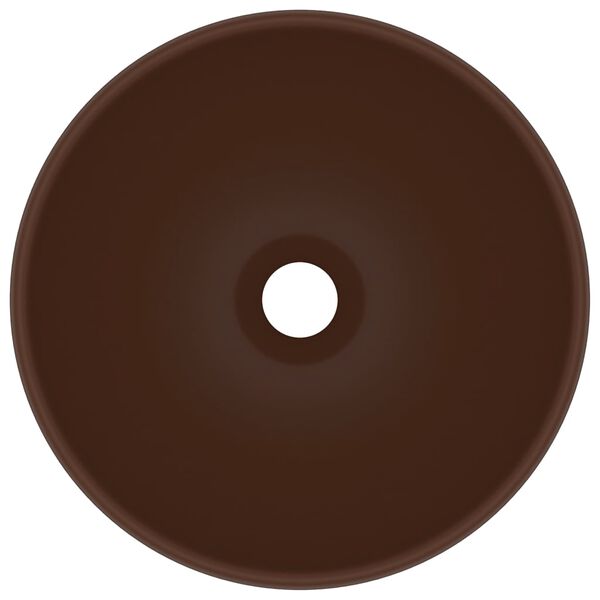 vidaXL Luksuriøs servant rund matt mørkebrun 32,5x14 cm keramisk