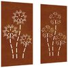 vidaXL Veggdekorasjoner hage 2 stk 105x55 cm cortenst&aring;l blomsterdesign