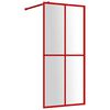 vidaXL Dusjvegg med klart ESG-glass r&oslash;d 100x195 cm