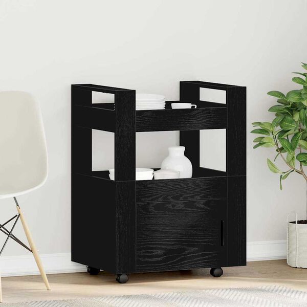 vidaXL Kj&oslash;kkenvogn Svart eik 60 x 45 x 80 cm Konstruert tre