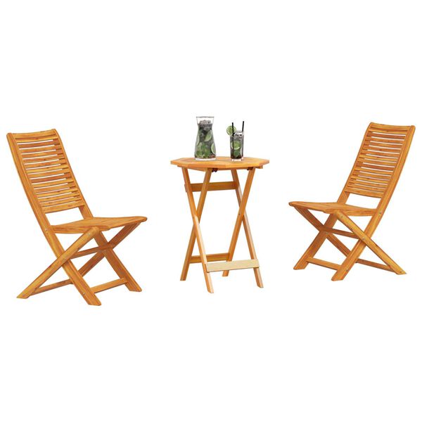 vidaXL Sammenleggbart Bistrosett 3 pcs Brun heltre akasie