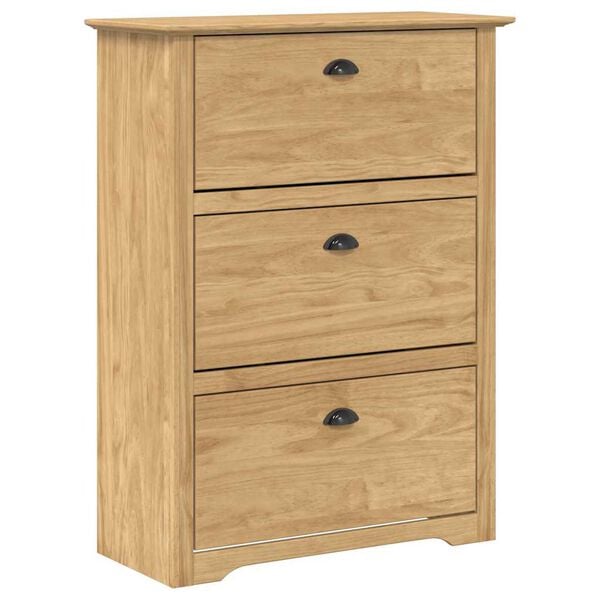 vidaXL Sko Hylle BODO Honning brun 80 x 35 x 118 cm Konstruert tre