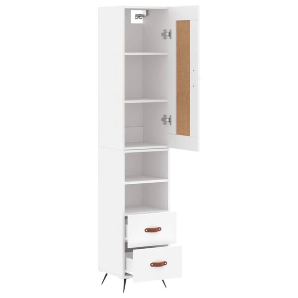 vidaXL Highboard hvit 34,5x34x180 cm konstruert tre