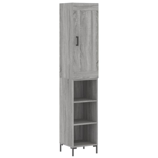 vidaXL Highboard gr&aring; sonoma 34,5x34x180 cm konstruert tre