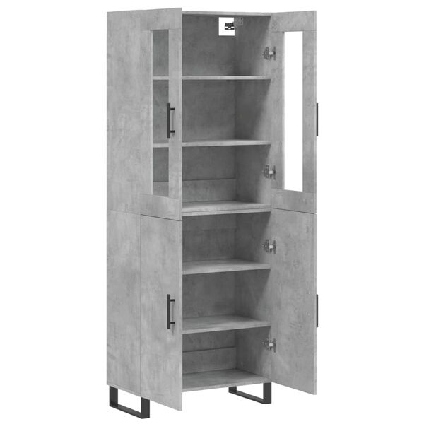 vidaXL Highboard betonggr&aring; 69,5x34x180 cm konstruert tre