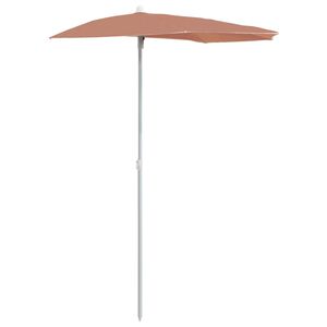 vidaXL Halvrund parasoll med stang 180x90 cm terrakotta