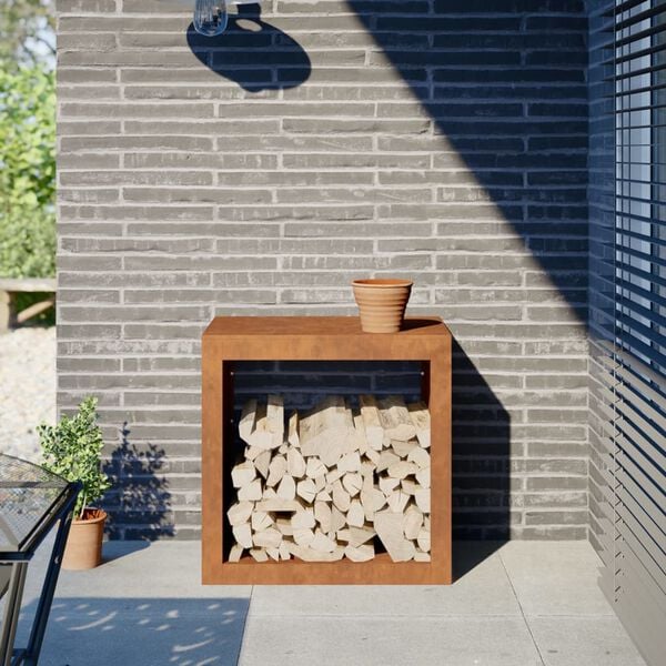 vidaXL Vedstativ 60x40x60 cm oksidert st&aring;l