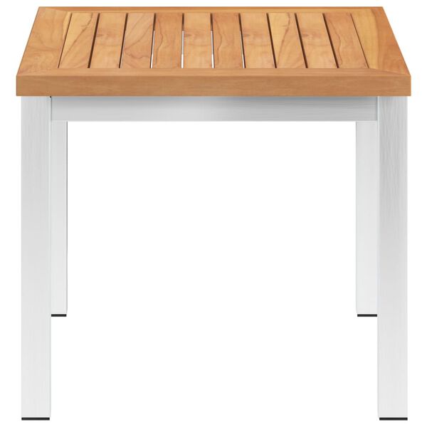 vidaXL Sidebord til hage 45x45x38 cm heltre teak og rustfritt stål