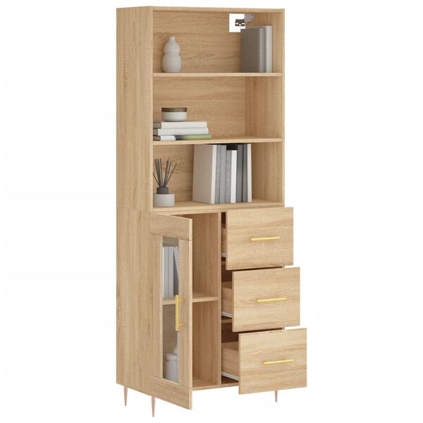 vidaXL Highboard sonoma eik 69,5x34x180 cm konstruert tre