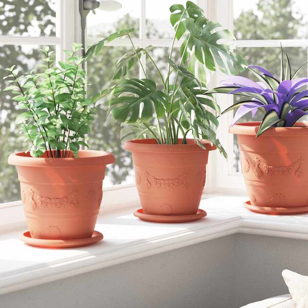 vidaXL Rundt Blomsterbrett 24 pcs Klinker R&oslash;d &Oslash; 14 x 2 cm Plast