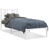 vidaXL Sengeramme i metall uten madrass med hodegavl hvit 75x190 cm