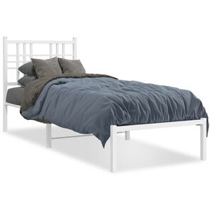 vidaXL Sengeramme i metall uten madrass med hodegavl hvit 75x190 cm