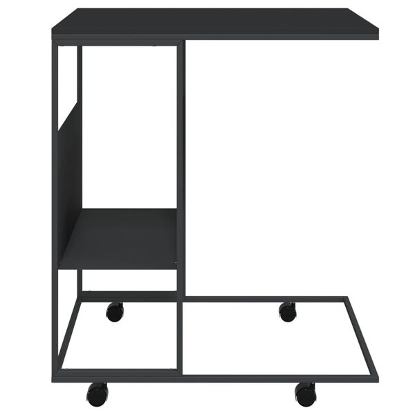 vidaXL Sidebord med hjul svart 55x36x63,5 cm konstruert tre