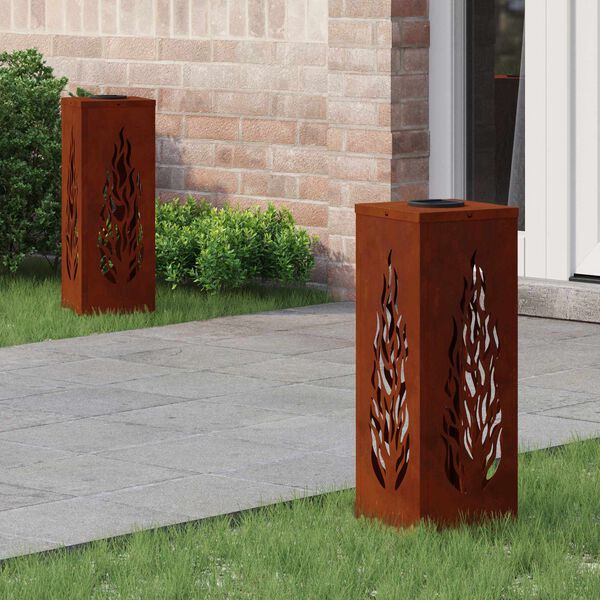 vidaXL Solenergi LED stibelys 2 pcs Corten St&aring;l Corten St&aring;l