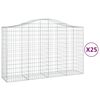 vidaXL Gabionkurver buede 25 stk 200x50x120/140 cm galvanisert jern