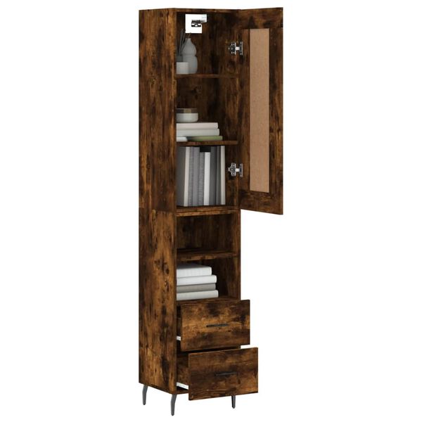 vidaXL Highboard r&oslash;kt eik 34,5x34x180 cm konstruert tre