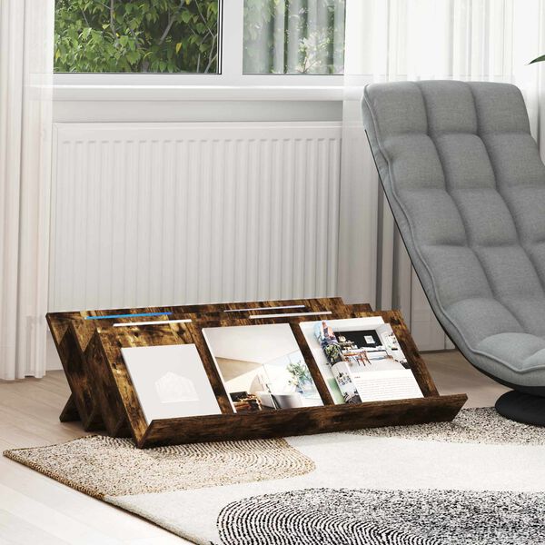 vidaXL Magasinreol med hylle R&oslash;kt eik 90 x 53 x 28,5 cm Konstruert tre