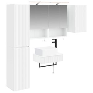 vidaXL Baderomsinnredningssett 5 pcs Hvit Konstruert tre og glass