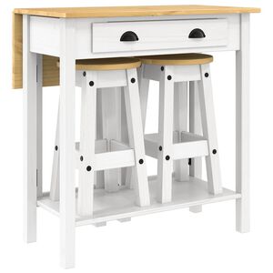 vidaXL Barsett 3 deler hvit heltre furu