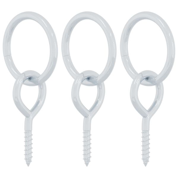 vidaXL Hestebindingsringer med &oslash;yeskruer 3 stk s&oslash;lv st&aring;l