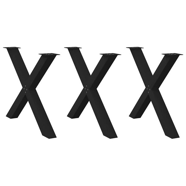 vidaXL Spisebordben X-formet 3 stk svart 90 x (72-73) cm st&aring;l