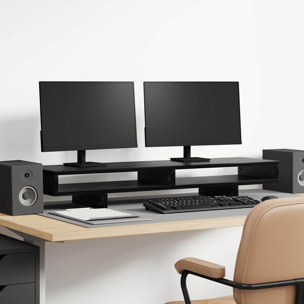 vidaXL Skjerm Stativ med hylle Svart 100 x 27 x 13 cm Konstruert tre