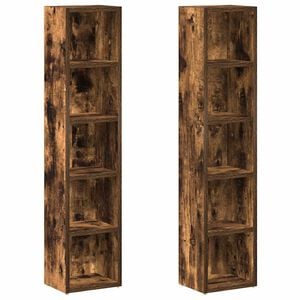 vidaXL CD-skap 2 stk r&oslash;kt eik 21x16x93,5 cm konstruert tre