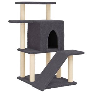 vidaXL Kattetre med klorestolper i sisal m&oslash;rkegr&aring; 97 cm