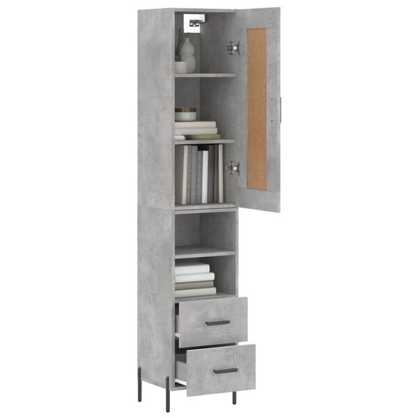 vidaXL Highboard betonggrå 34,5x34x180 cm konstruert tre